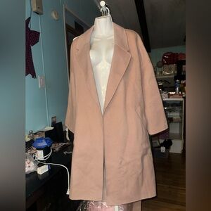 Sleek Dusty Rose Open-Front Trench Coat